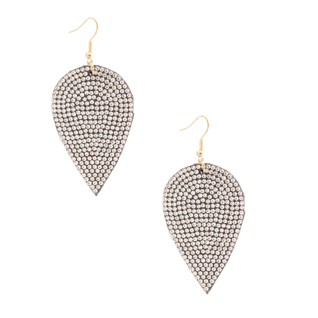 Clear Rhinestone Leaf Earrings