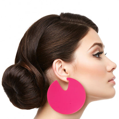 Pink Transparent Disc Earrings