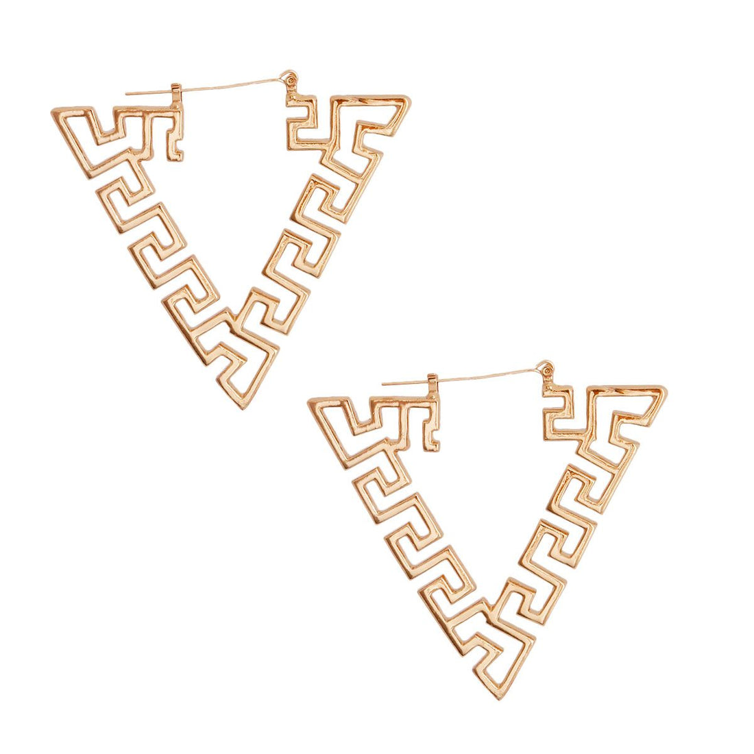 Gold Greeky Triangle Hoops