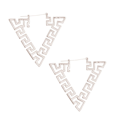 Silver Greeky Triangle Hoops