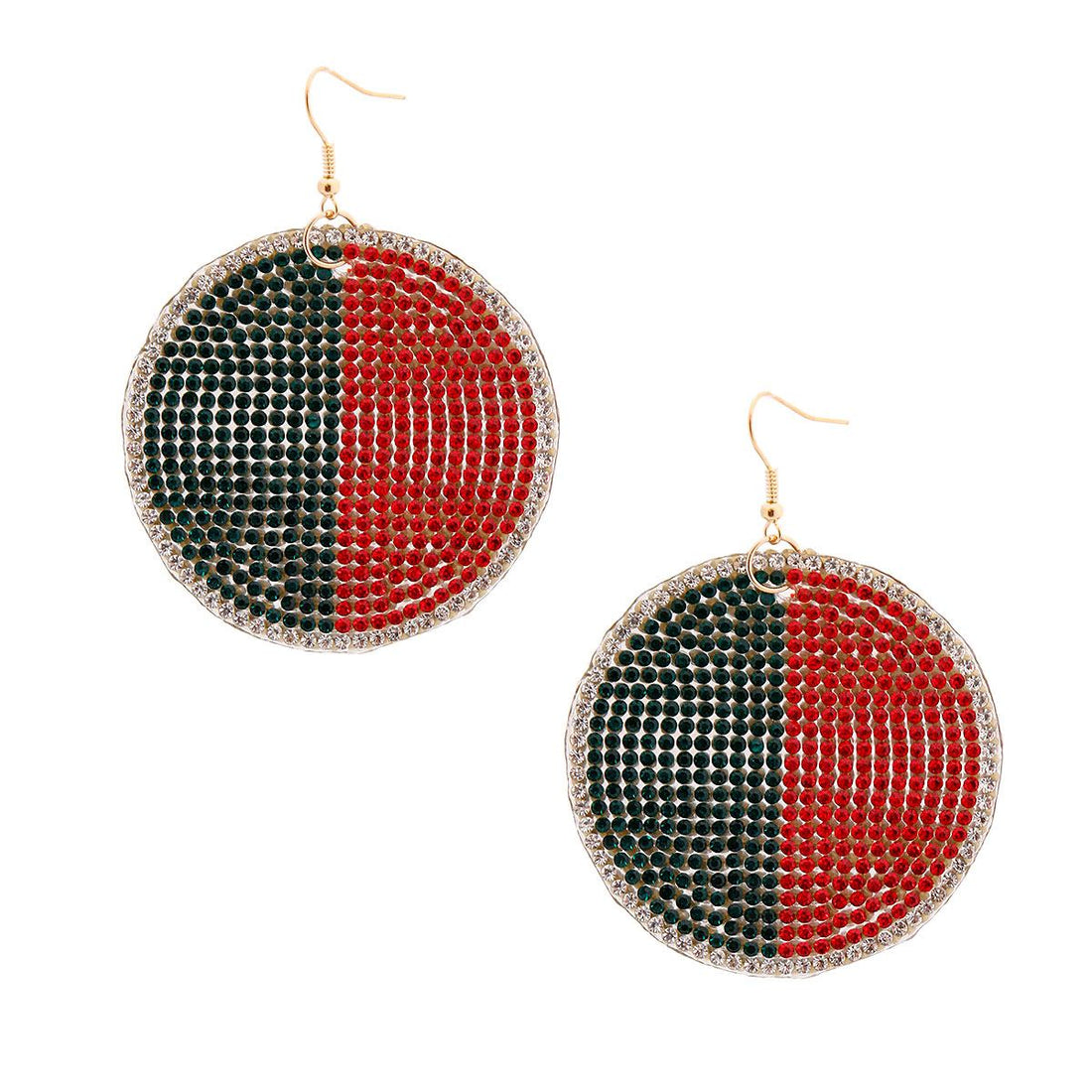 Red Green Two Sided Round Earrings