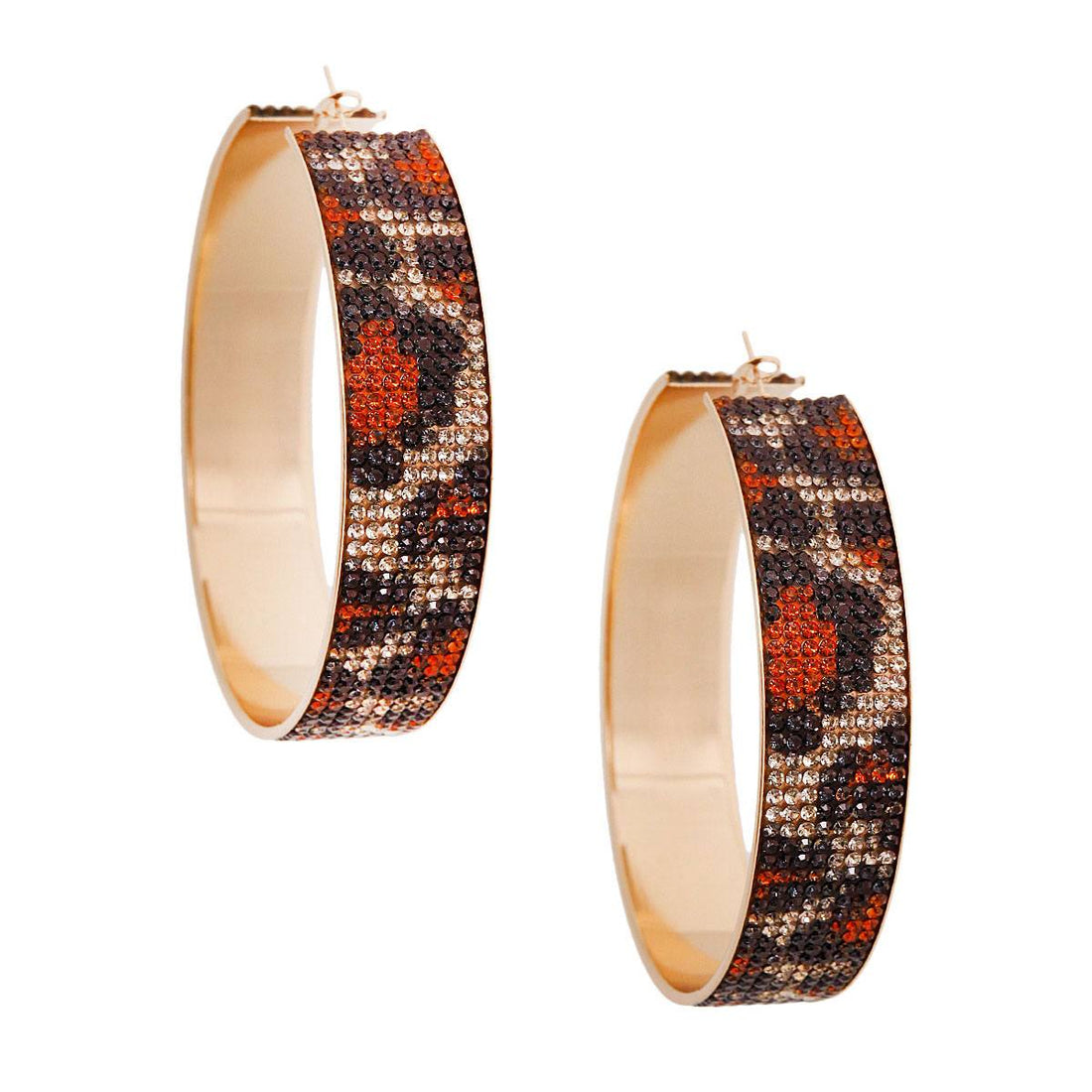 Leopard Brown Wide Metal Hoops