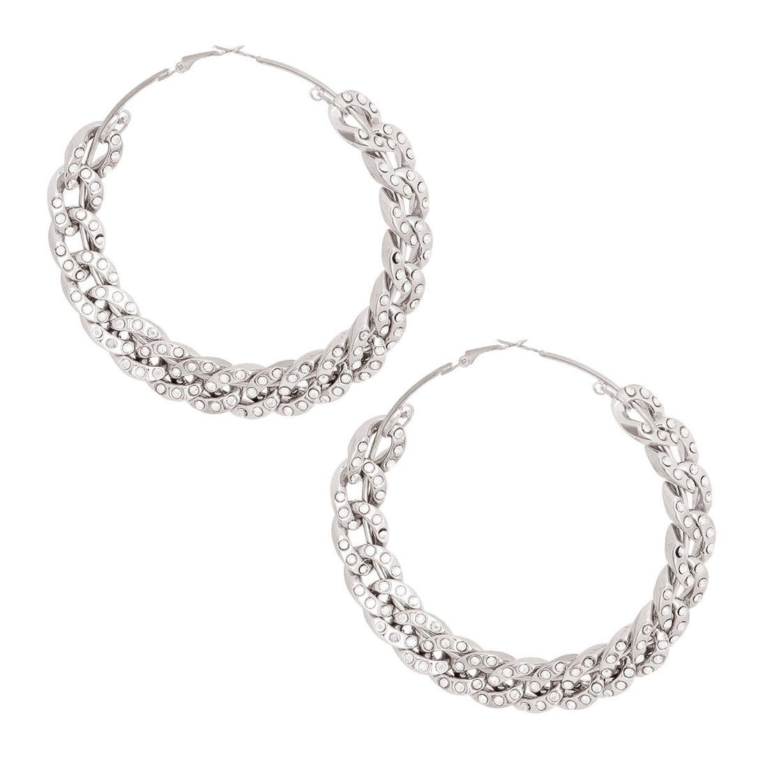 3 inch Silver Chain Hoops