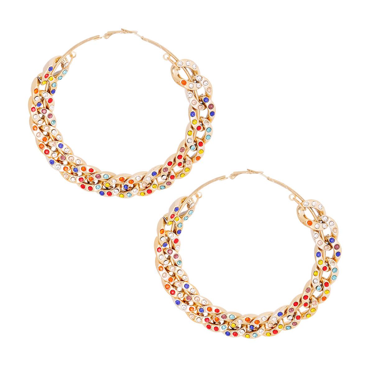 3 inch Multi Color Chain Hoops