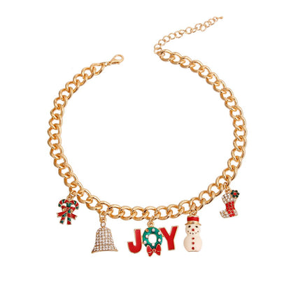 Christmas 5 Charm Gold Necklace