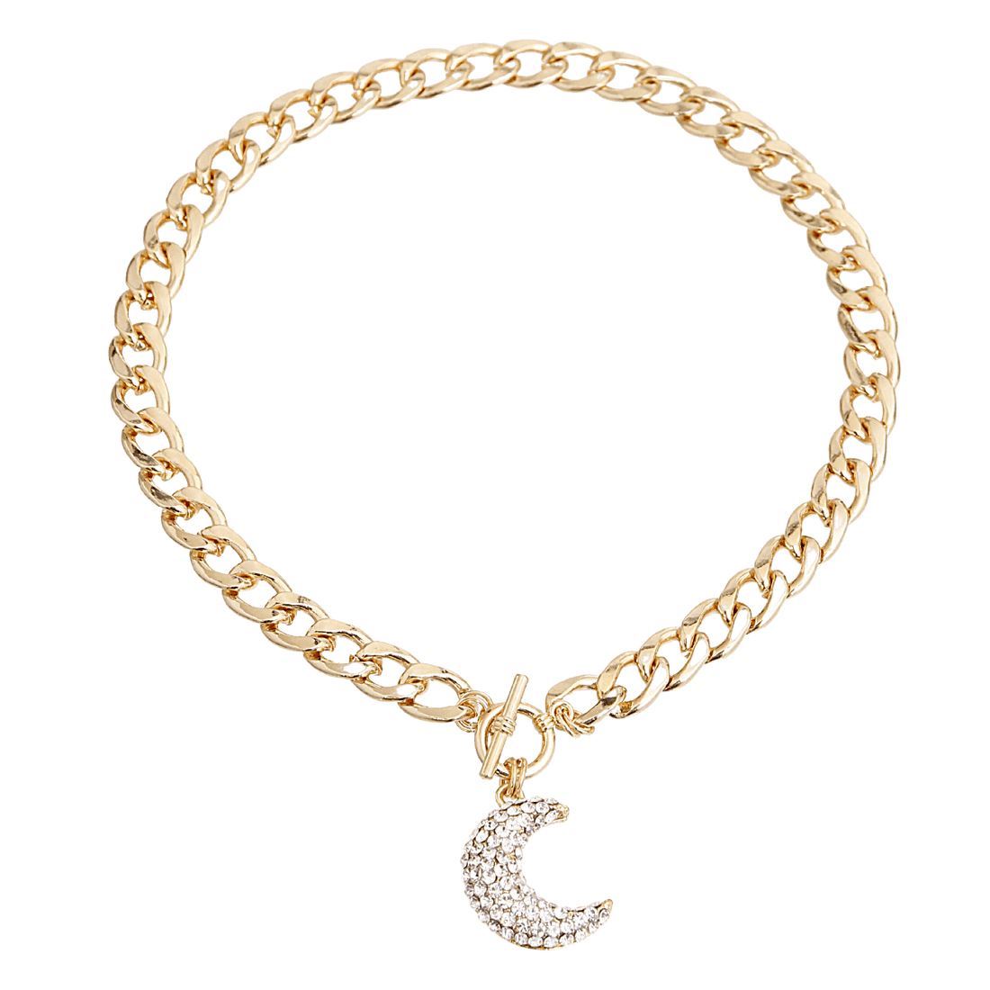 Rhinestone Crescent Moon Necklace