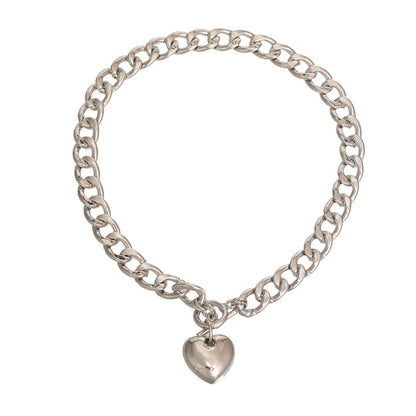 Silver Metal Heart Toggle Necklace