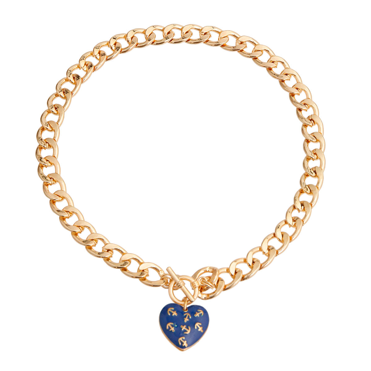 Blue Anchor Heart Necklace