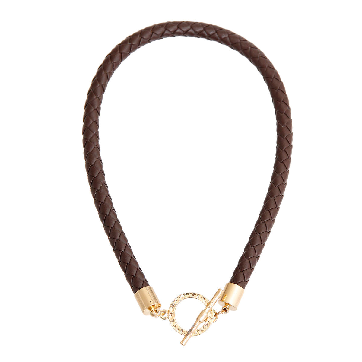 Brown Leather Braided Choker