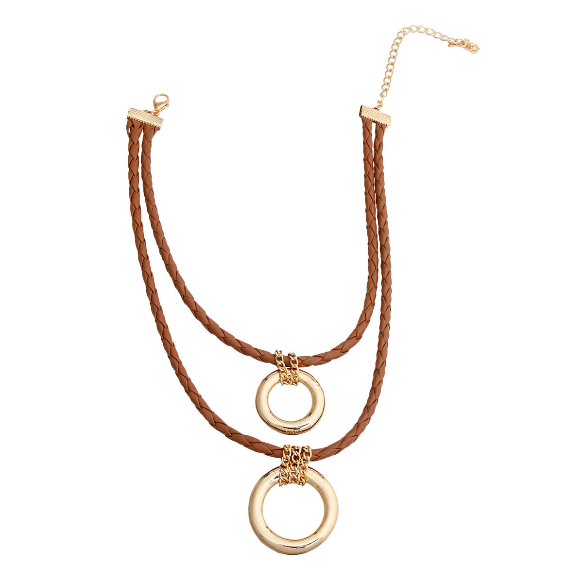 Brown Leather Ring Necklace