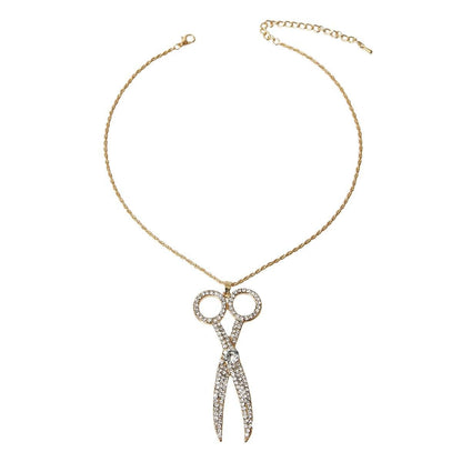 Rhinestone Scissors Pendant Necklace