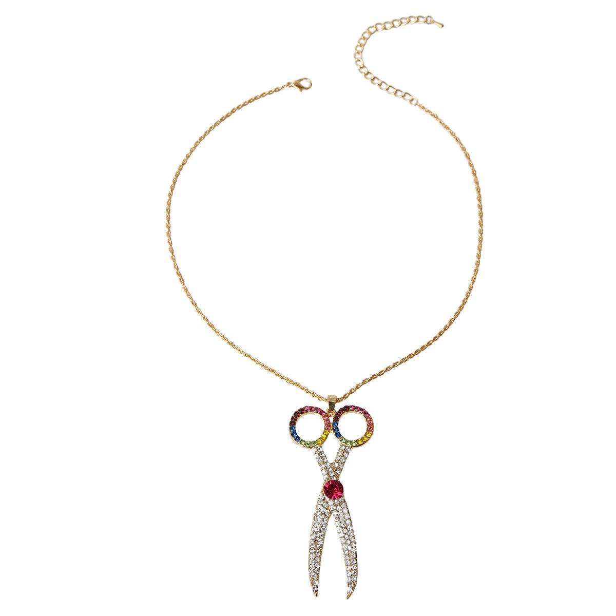 Rhinestone Scissors Pendant Necklace