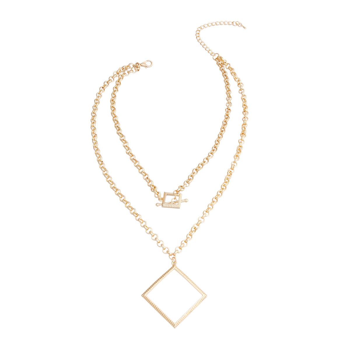 Gold Layered Diamond Toggle Necklace