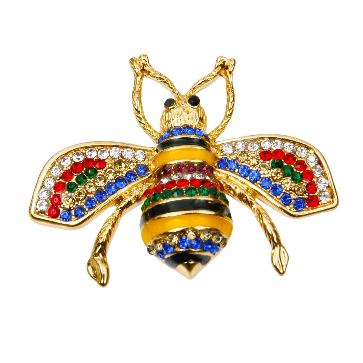 Designer Style Multi Color Rhinestone Bee Brooch Pin