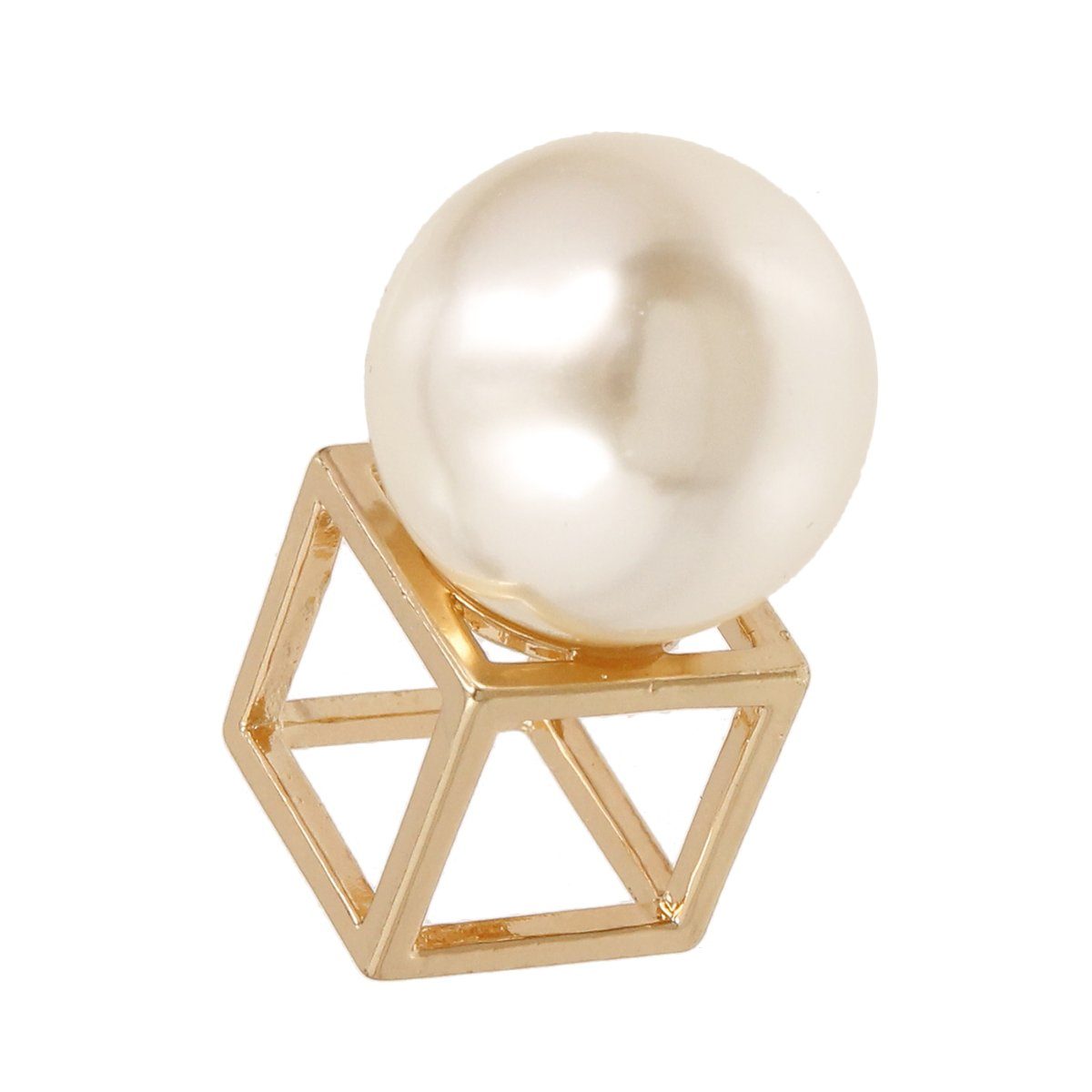 Gold Cube Pearl Ring