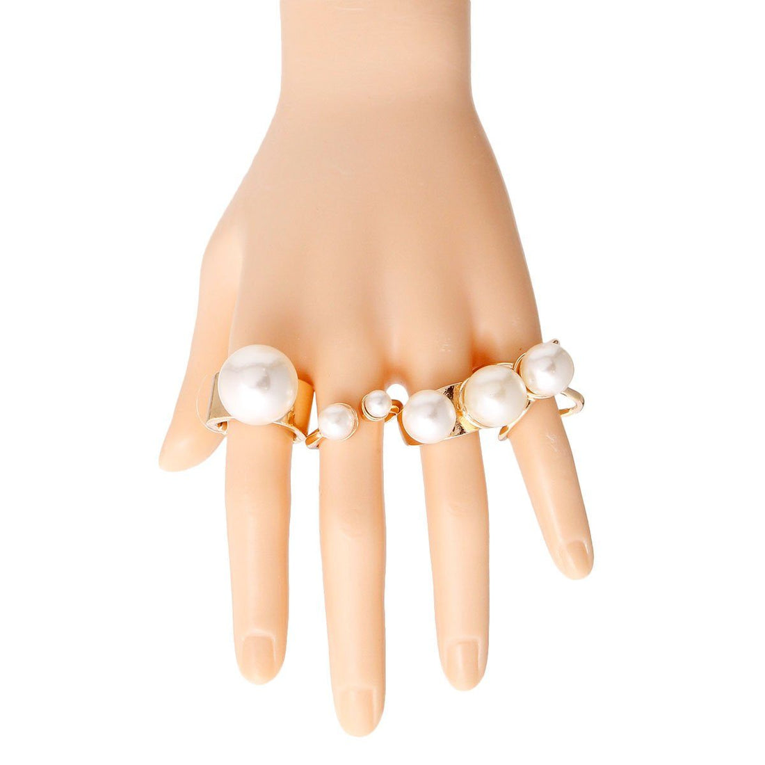 Cream and Gold Pearl Midi Ring Set