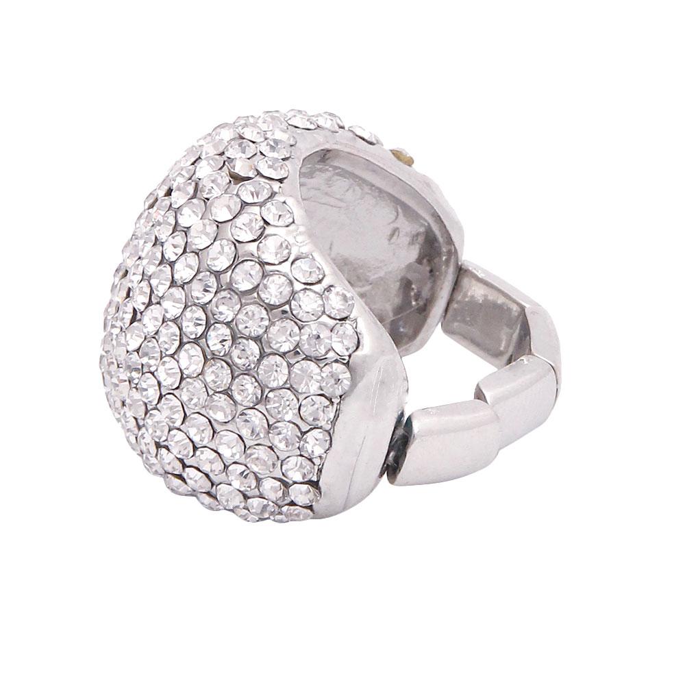 Pave Rhinestone Dome Cocktail Ring