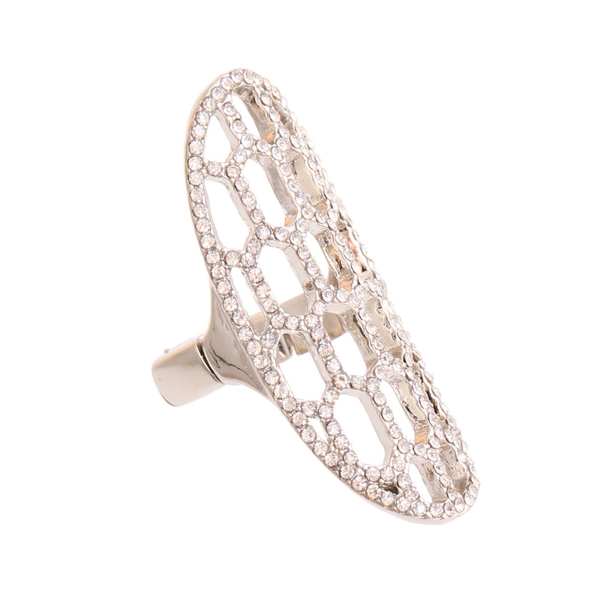Silver Honeycomb Cocktail Ring