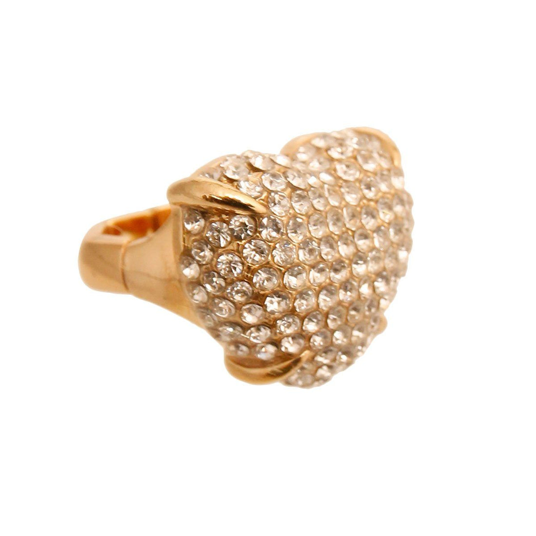 Gold Rhinestone Heart Ring