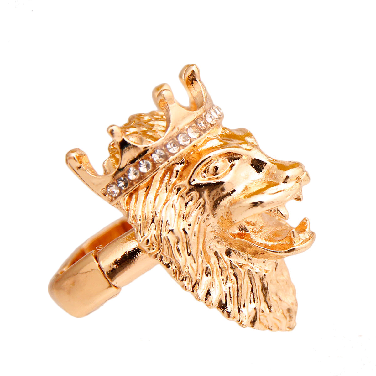 Gold Designer Crowned Lion Ring