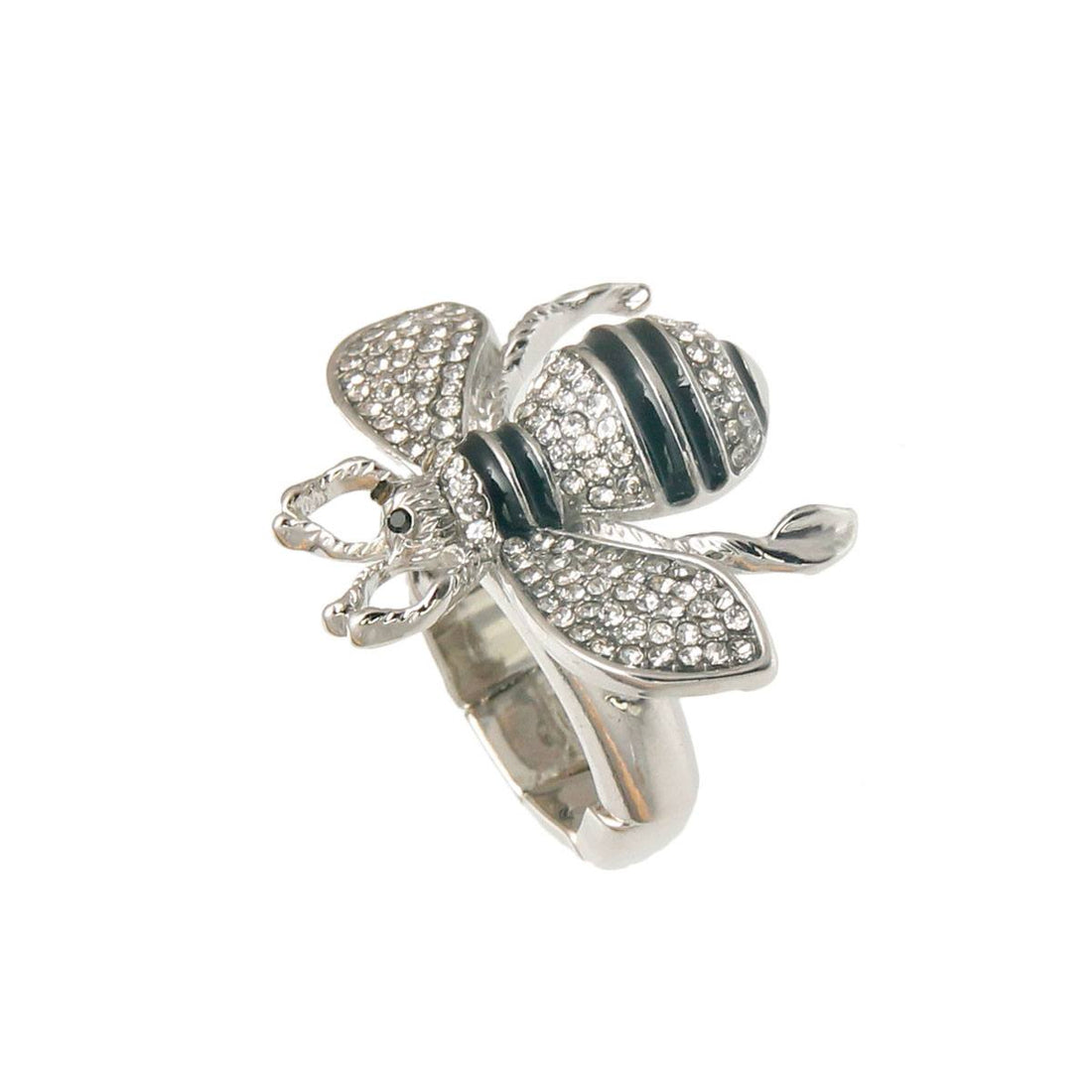 Silver Rhinestone Bee Ring