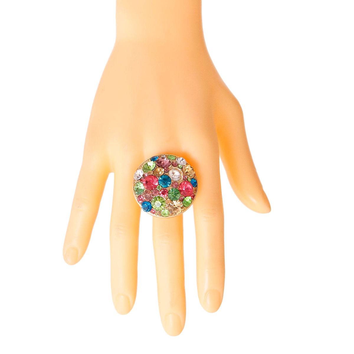 Multi Color Crystal Bauble Cocktail Ring