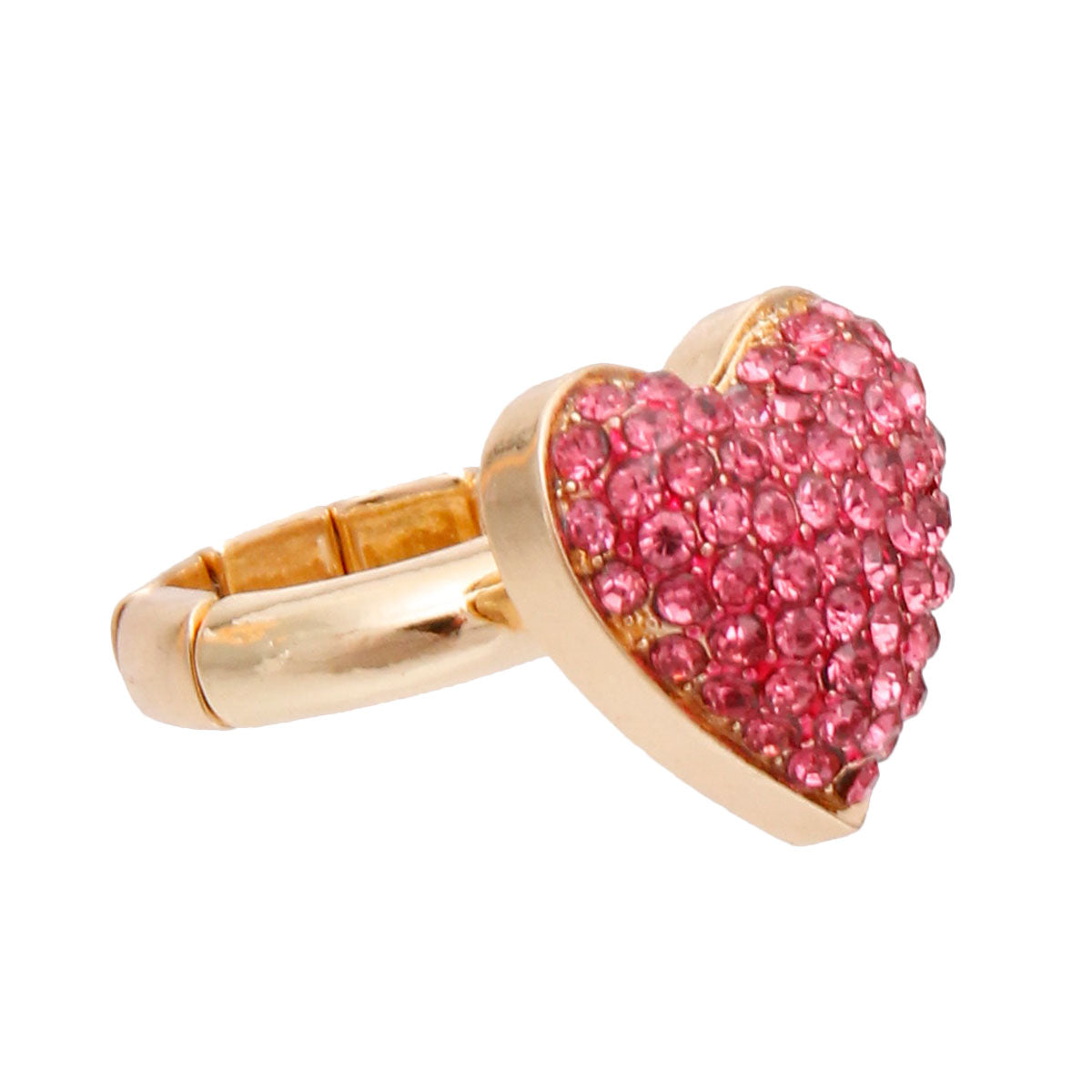 Gold 3D Pink Heart Ring