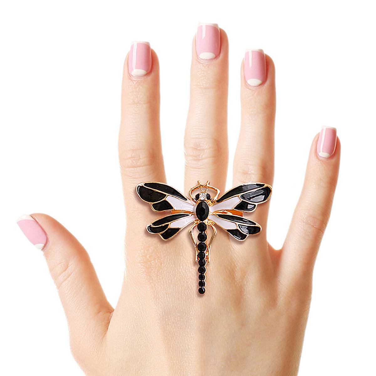 Black and White Dragon Fly Ring