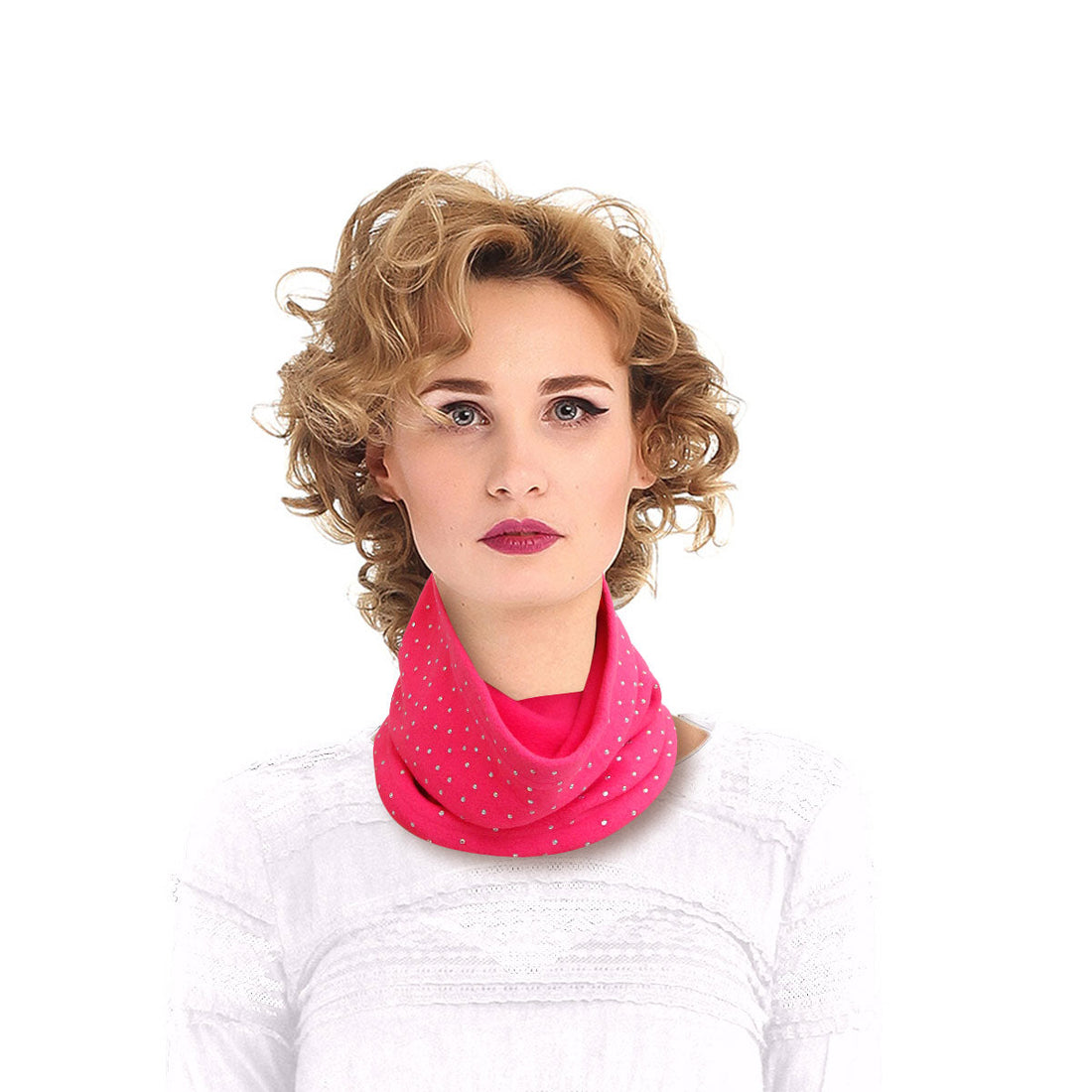 Fuchsia Bling Neck Warmer Mask and Hat