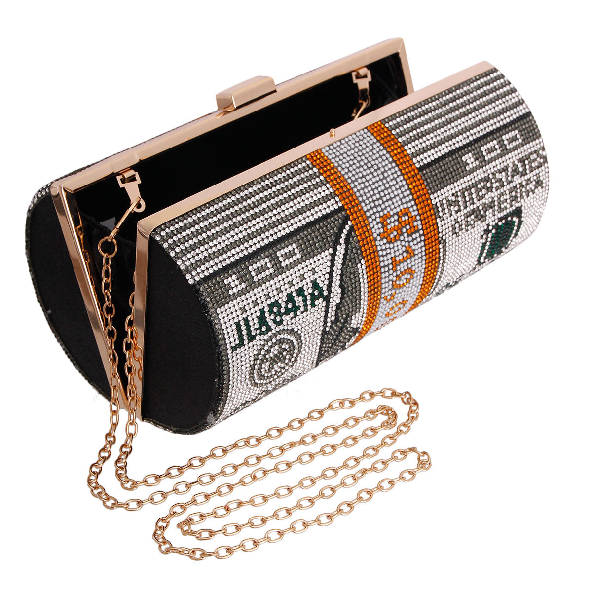 Black Bling Rolled Benjamins Clutch