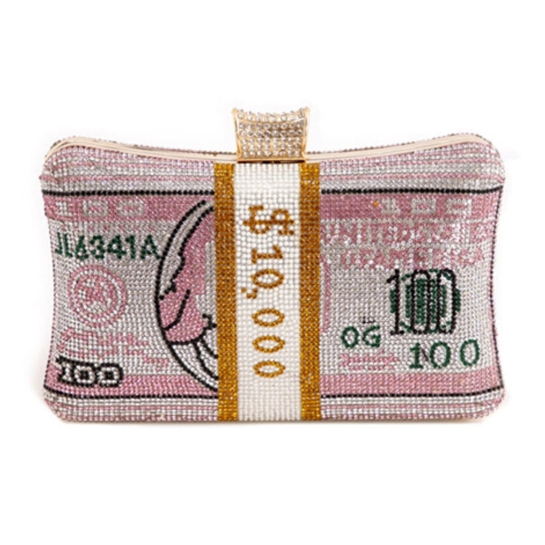 Pink Bling Banded Cash Luxury Clutch