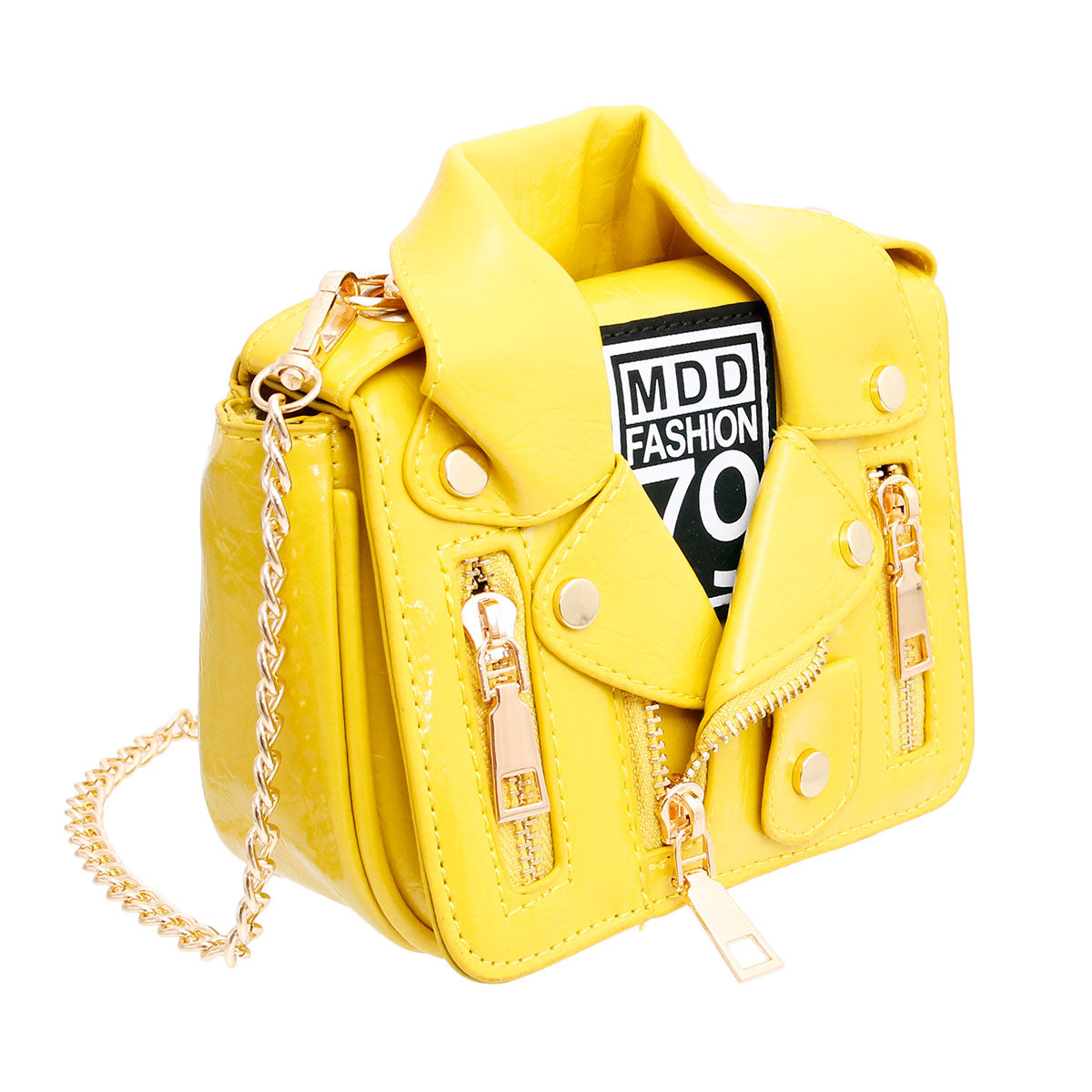 Yellow Moto Crossbody Bag