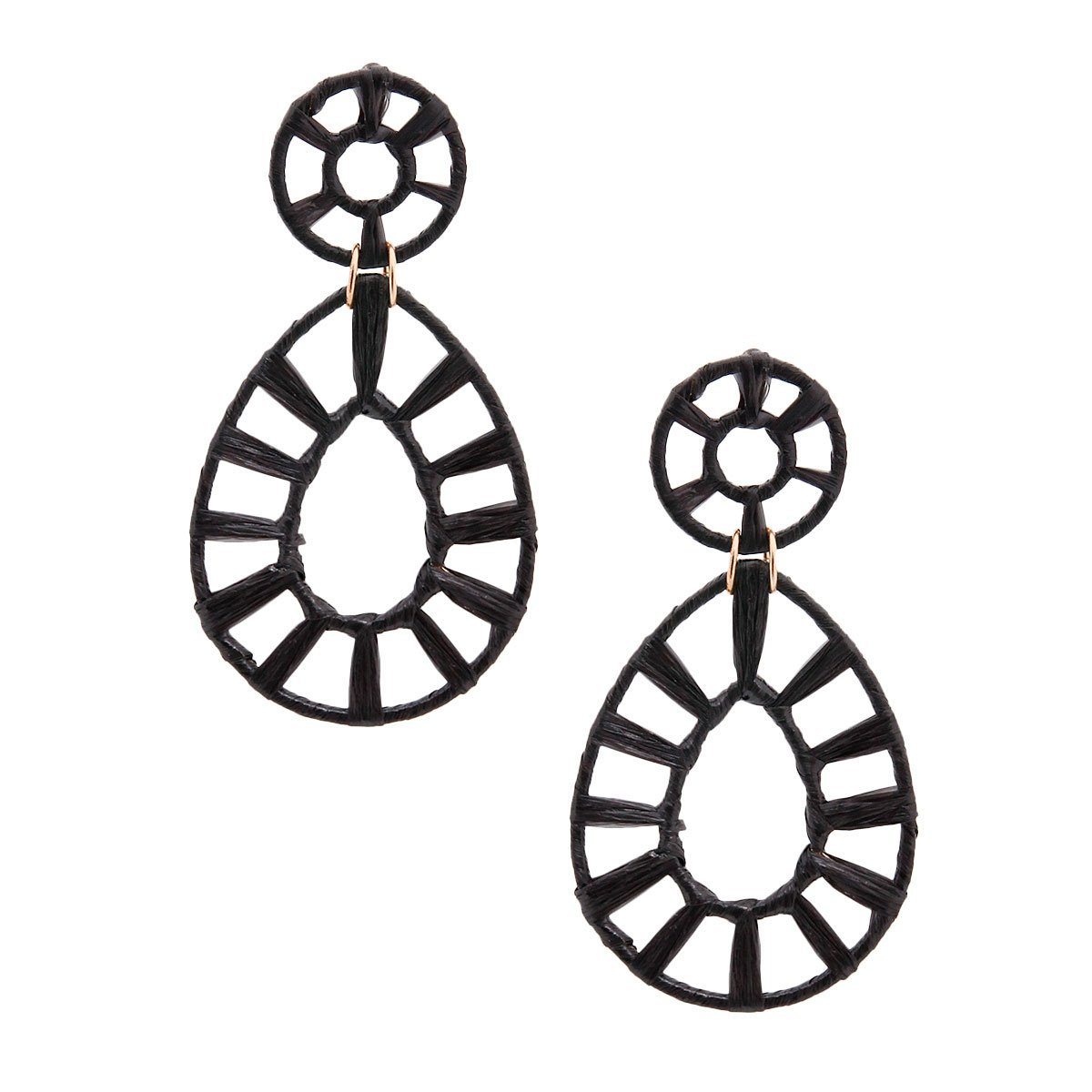 Black Raffia Teardrop Earrings