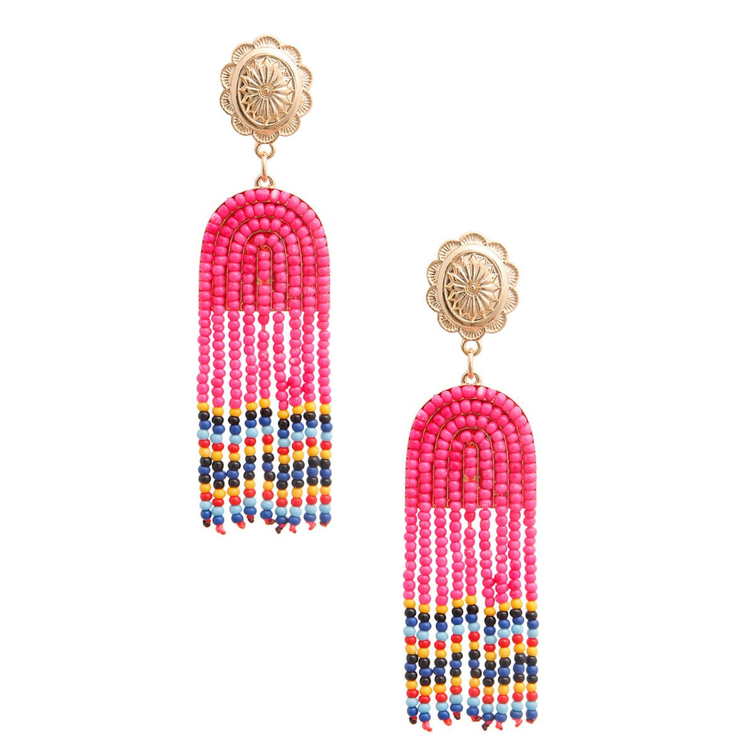 Draped Fuchsia Seed Bead Earrings