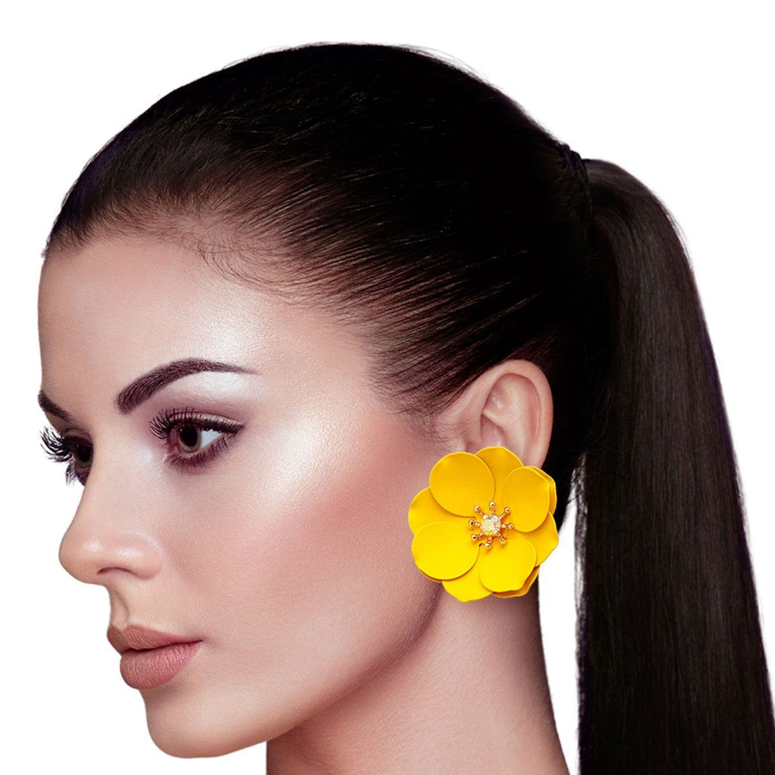 Matte Yellow Flower Studs