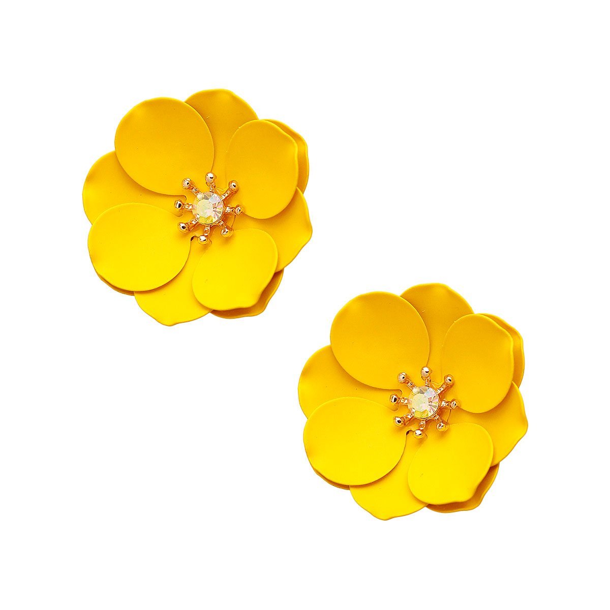 Matte Yellow Flower Studs