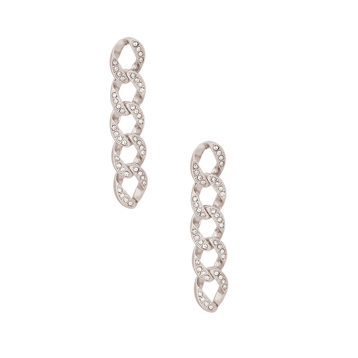 Silver Pave Chain Link Earrings