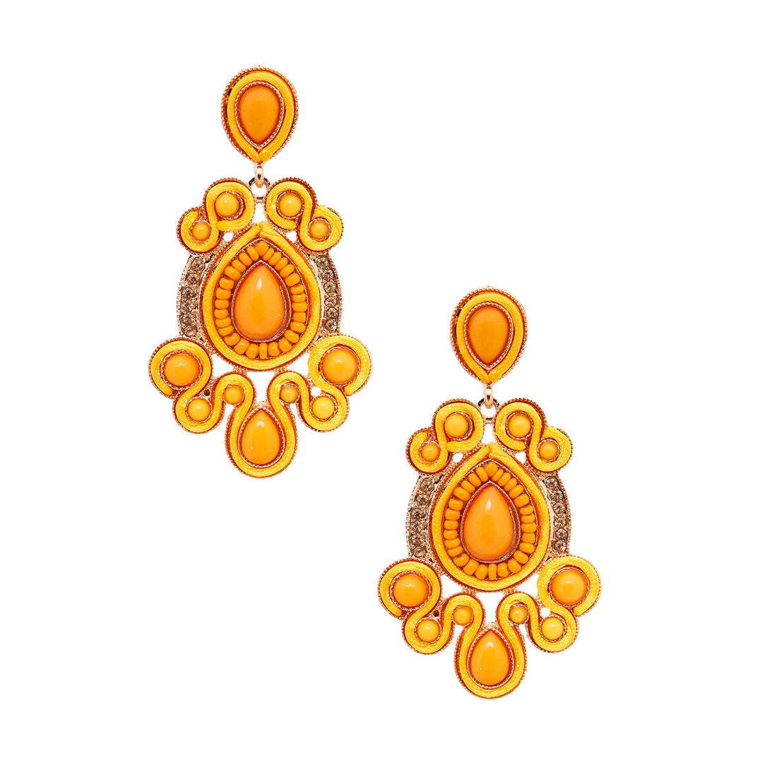 Gold and Mustard Soutache Earrings