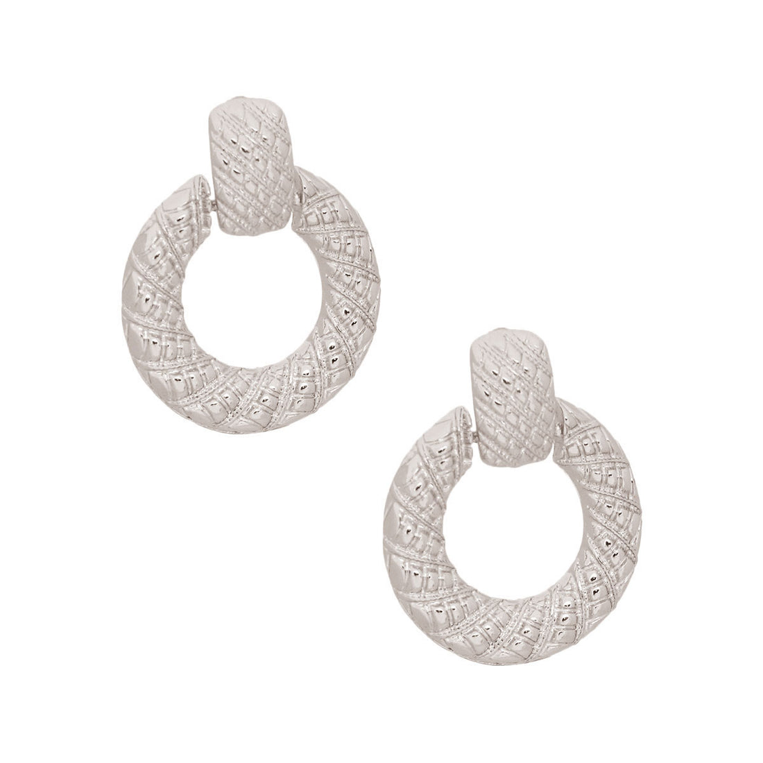 Silver Textured Ring Earrings