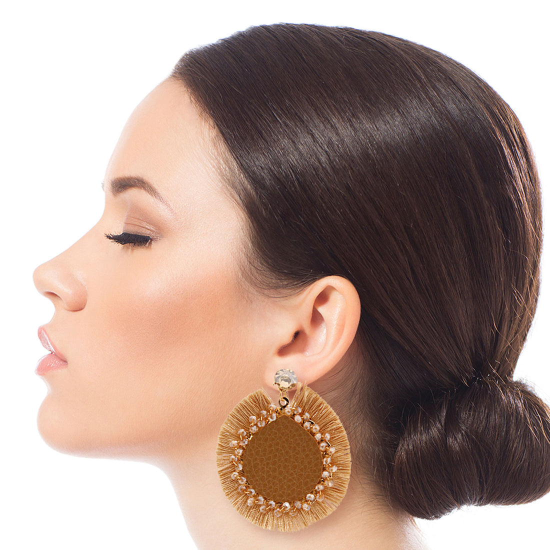 Neutral Leather Tassel Earrings