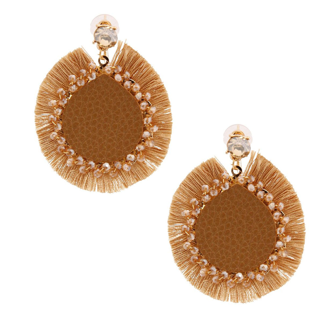 Neutral Leather Tassel Earrings