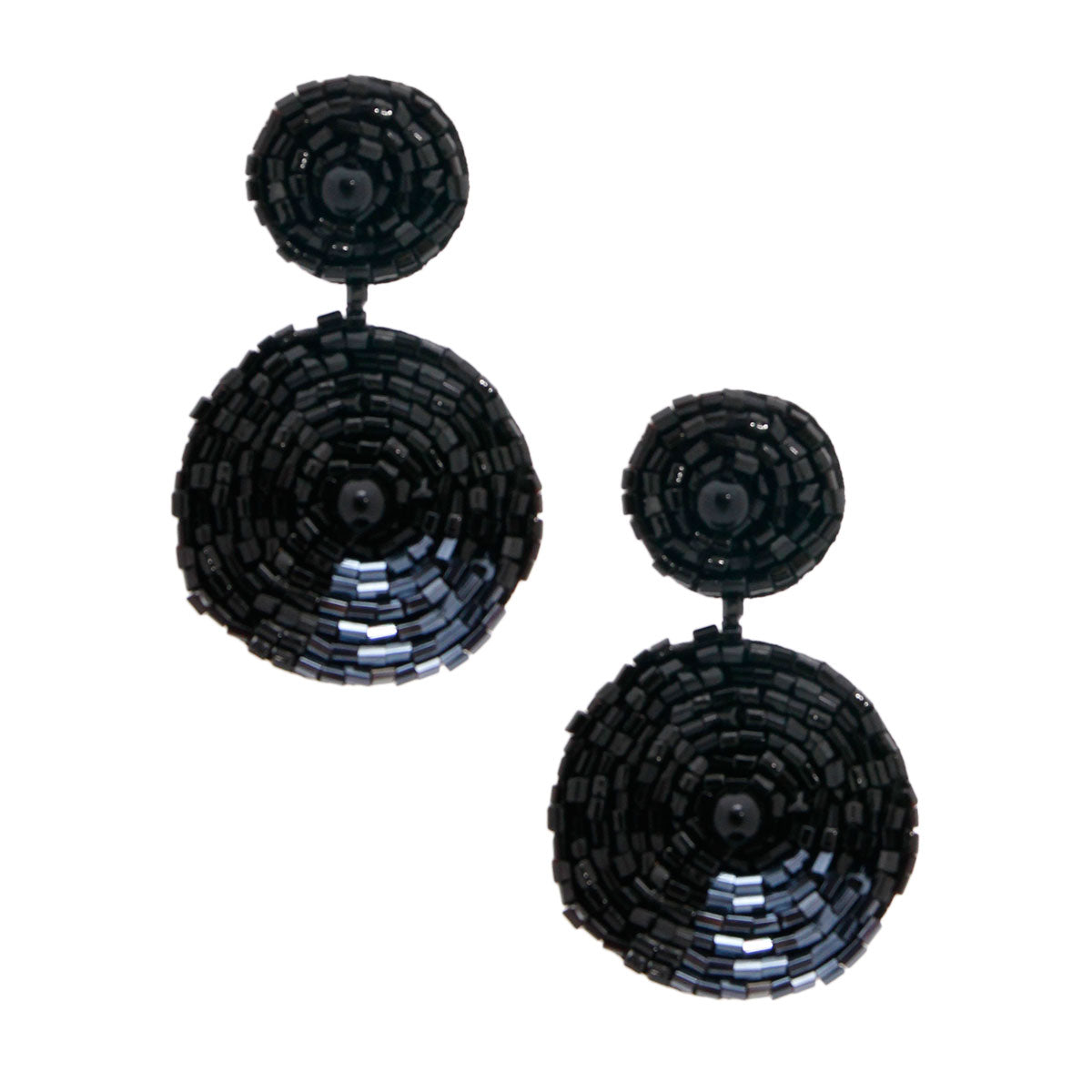 Black Embroidered Bead Earrings