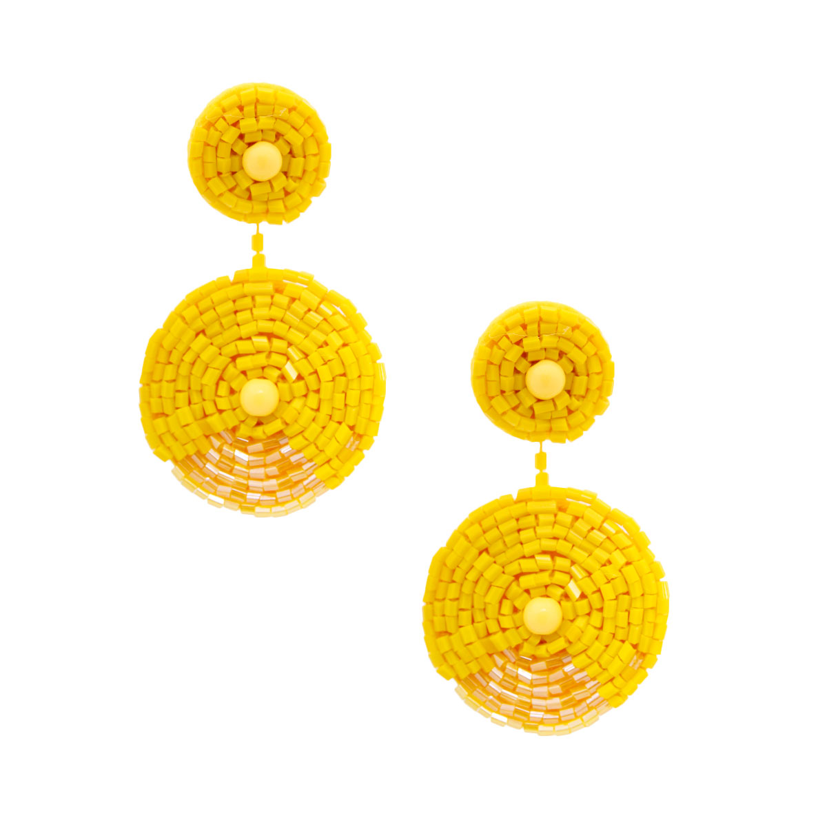 Yellow Embroidered Bead Earrings