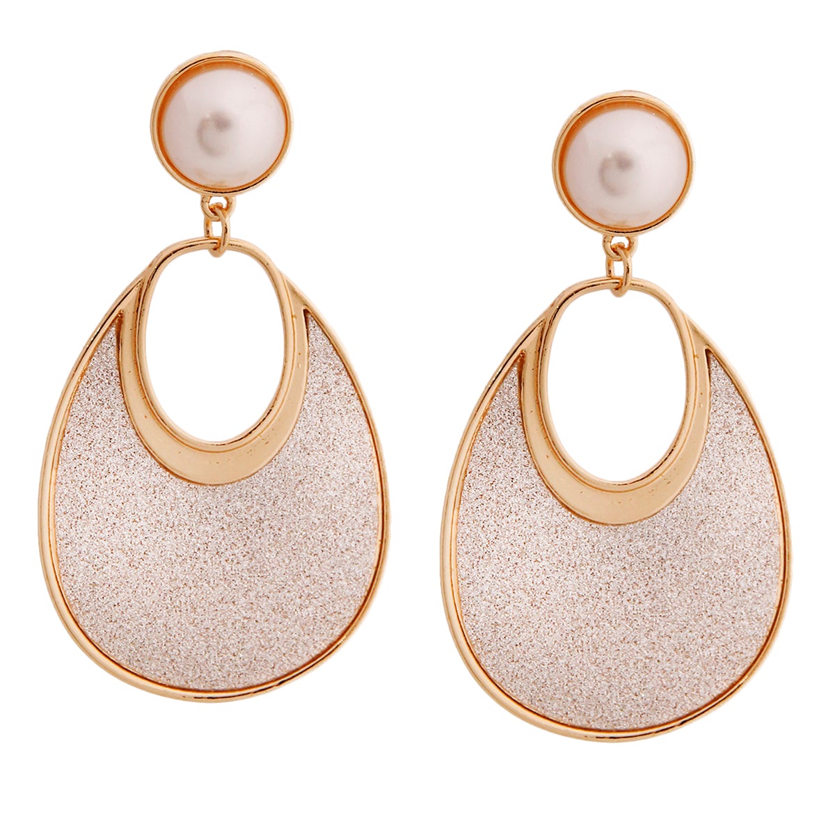 Pearl and Glitter Gold Earrings