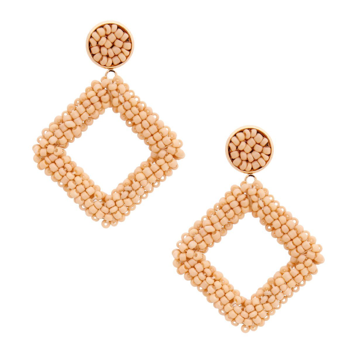Neutral Seed Bead Diamond Earrings