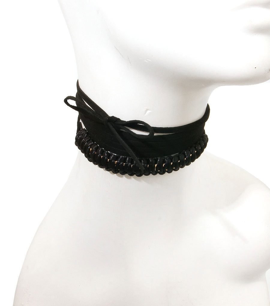 Black Suede and Ribbon Choker Necklace