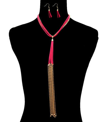 Suede Drop Necklace Set