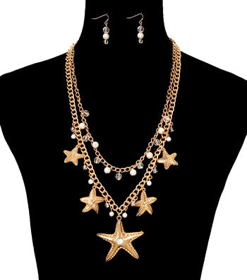 Starfish Charm Necklace Set