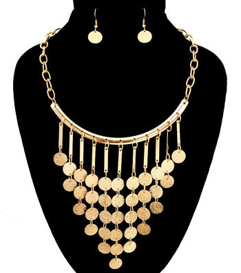 Round metal Drop Necklace Set