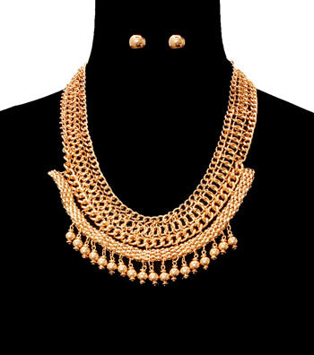 Gold Chainmaille Collar Necklace Set